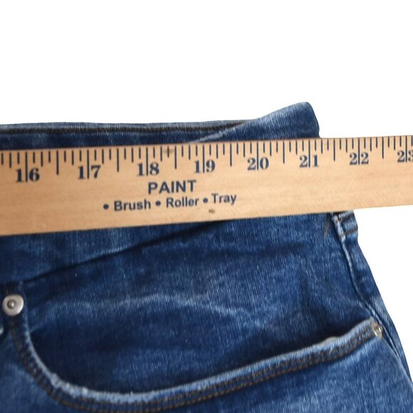 Good American Jeans 28-32 Medium Blue High Rise Frayed Hem Distressed Stretch De - Picture 6 of 10